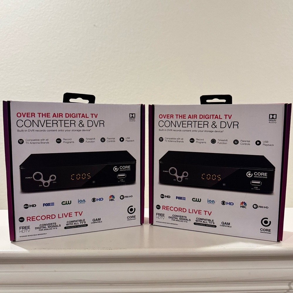 Bundle of 2 CORE Innovations CTCB105 Over The Air Digital TV Converter & DVR.